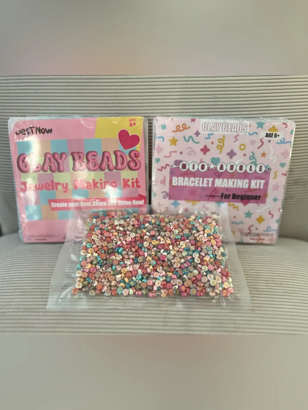 Bundle of NEW Clay Beads Jewelry Making Kit - beginner bracelet box/beads